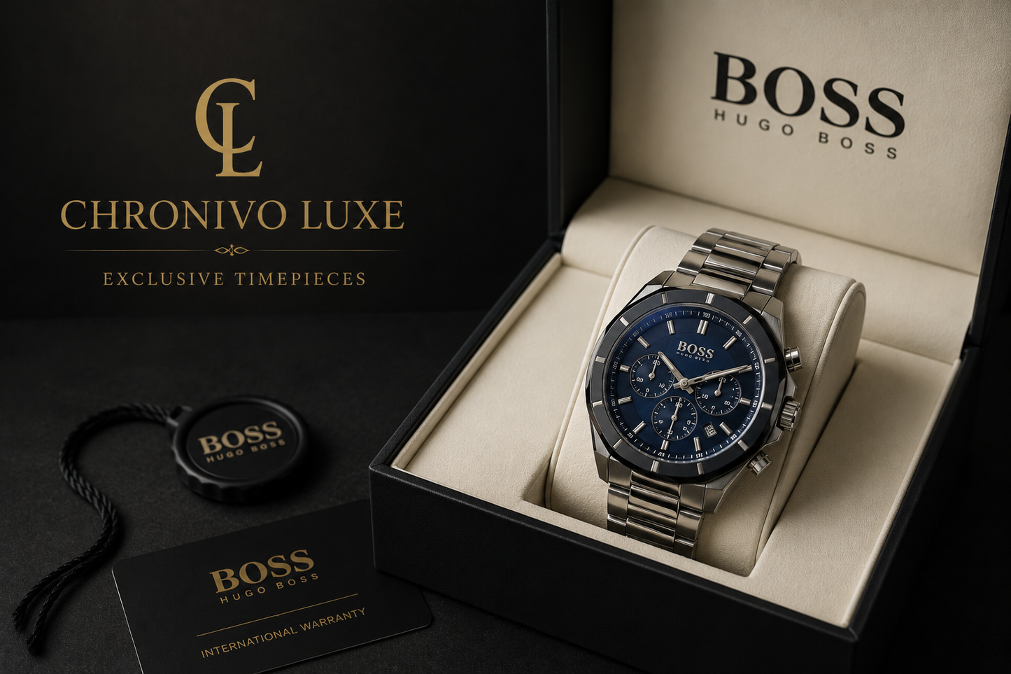 Hugo Boss Blue Dial Chronograph Stainless Steel | Chronivo Luxe
